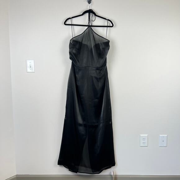NWT Reformation Cana Black Halter Top Back Slit Long Occasion Dress (Sz 12) - Picture 10 of 13